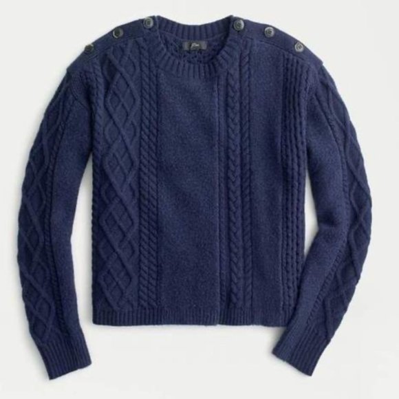 J. Crew 100% Wool Cable-Knit Sweater Buttons M - Picture 1 of 13